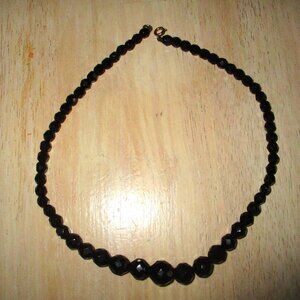 Black Beaded Chocker Necklace (Graduated Beads) New without Tag